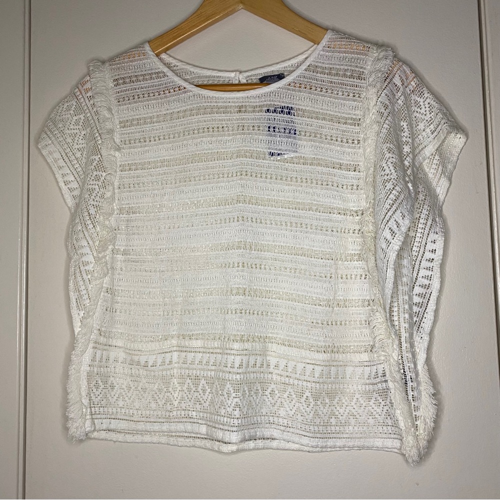 AERIE NWT White Lace Short Sleeve Coverup